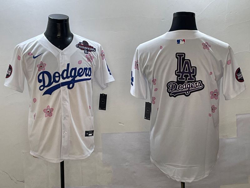 Men Los Angeles Dodgers Blank White Sakura Edition 2025 Nike MLB Jersey style 21